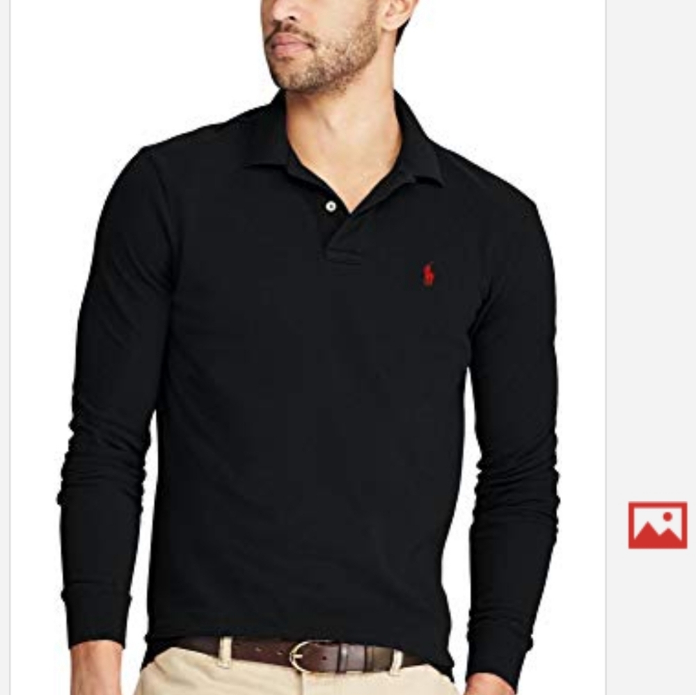 NWT!!! Polo Ralph Lauren Men's Long Sleeve Mesh Polo Shirt (M, Black)